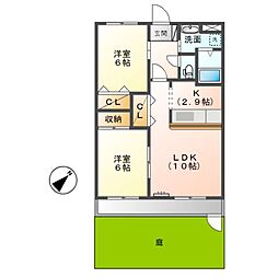 近鉄山田線 松阪駅 徒歩27分の賃貸アパート 1階2LDKの間取り