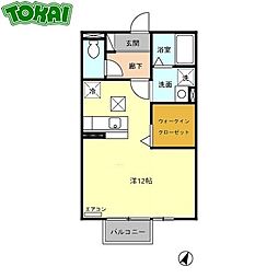 マルカート松阪 1階ワンルームの間取り
