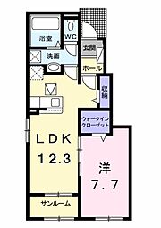 近鉄山田線 松阪駅 徒歩25分の賃貸アパート 1階1LDKの間取り