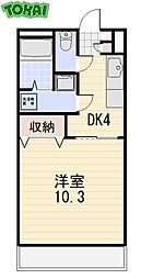 Hyde Park 6階1DKの間取り