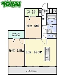 ル・クール 4階2LDKの間取り