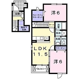 JR紀勢本線 高茶屋駅 徒歩36分の賃貸アパート 2階2LDKの間取り