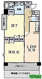 ヴェルメゾン 3階2LDKの間取り