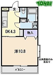 ヴェルドミール 1階1DKの間取り
