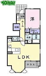 近鉄山田線 東松阪駅 徒歩18分の賃貸アパート 1階1LDKの間取り