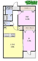 Face Mansion 2階2LDKの間取り