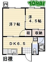 新光マンション 2DKの間取図画像