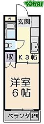 宝塚ヒルズ 1Kの間取図画像
