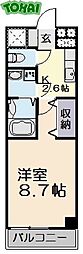 Maple利平治AnneX 1Kの間取図画像