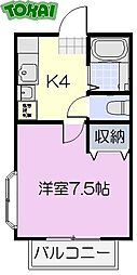 ルシェル 1Kの間取図画像