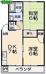 M・Kマンション 2DKの間取図画像