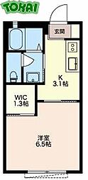 ボヌール泰山F棟 1Kの間取図画像