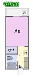 コーポレッド 1Kの間取図画像