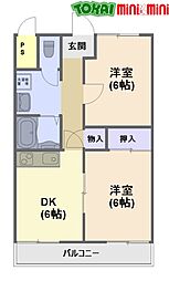 Jｅｕｎｅｓｓｅ　Ｓｕｚｕｋｉ 2階2DKの間取り