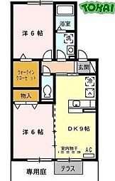 Ｔｒｏｉｓ　ＪｏｕｒｓIII 1階2DKの間取り