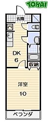 ハイタウン久保 1階1DKの間取り