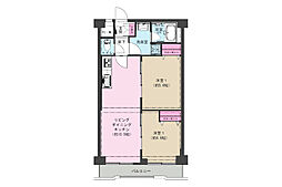 シーサイドパレス平塚 2LDKの間取図画像