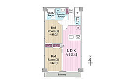 シーサイドパレス平塚 2LDKの間取図画像