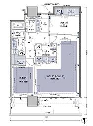 グランドシティタワー月島 2SLDKの間取図画像