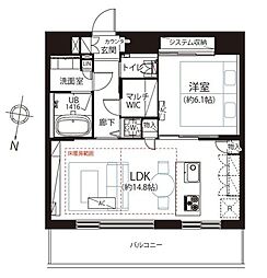 カテリーナ三田タワースイートイーストアーク 1LDKの間取図画像