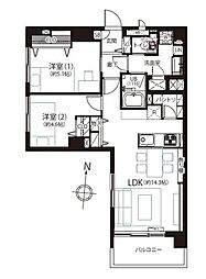 東陽町コーポラス 2LDKの間取図画像
