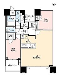 ドゥ・トゥールWEST棟 2LDKの間取図画像