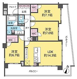 レクセルヒルズ中落合見晴坂 3LDKの間取図画像