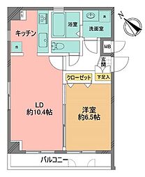 プレール日本橋弐番館 1LDKの間取図画像
