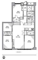 日商岩井大岡山第2マンションB棟 4LDKの間取図画像