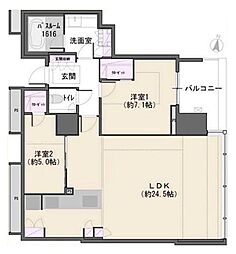 ワールドシティタワーズブリーズタワーB1棟 2LDKの間取図画像