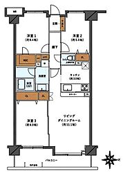 コスモ西大島グランステージ南棟 3LDKの間取図画像