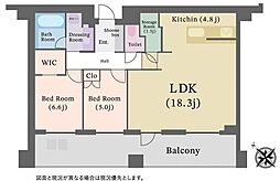 プラウド赤坂 2LDKの間取図画像