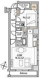 日本橋室町デュープレックスポーション 1LDKの間取図画像