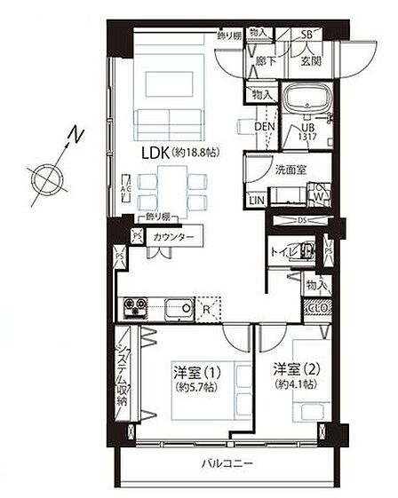 2LDK 間取り