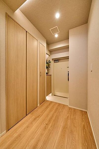 玄関は二つあります。こちらの玄関は、キッチン側になり、お買い物帰宅からドアなしでキッチンに向かうことができます。状況によって使い分けができるのがポイントです。