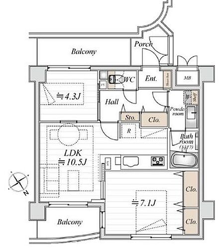 角部屋の2LDK。リフォーム済みの綺麗な室内です。食器洗浄機や浴室乾燥機など設備充実の住環境です。