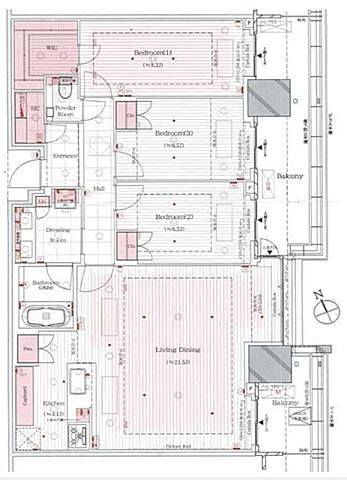 間取り ブランズタワー芝浦 31階/-