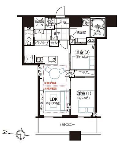 間取り 勝どきザ・タワー 36階/3620