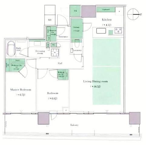 間取り パークタワー晴海 14階/1409