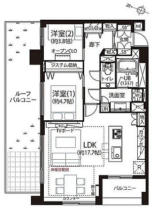 開放的なルーフ...