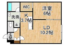 ラミアール弥生通 1LDKの間取図画像