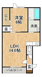 クラス帯広-2 1LDKの間取図画像