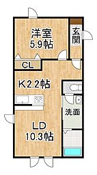 仮称)鏡町アパート 1LDKの間取図画像