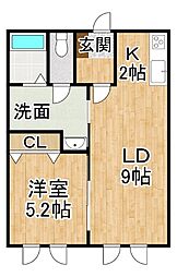 仮称)鏡町アパート 1LDKの間取図画像