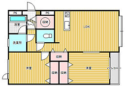エクスプライス共栄 2LDKの間取図画像