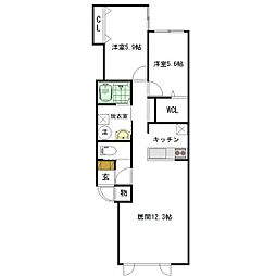 ateena11.21B 2LDKの間取図画像