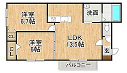Tkgarden 2LDKの間取図画像