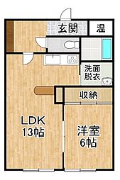 安ら木 1LDKの間取図画像