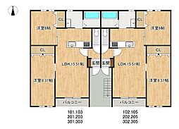 音更緑陽台新築AP 2LDKの間取図画像