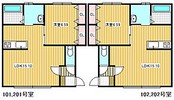 イリスIw 1階1LDKの間取り